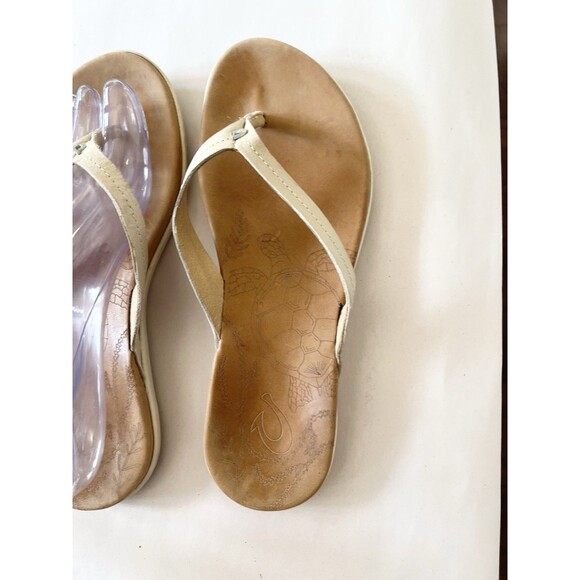 Olukai Honu Women's Size 8 Tapa/Golden sand Flip Flop Comfort Sandals slip on - Picture 4 of 8